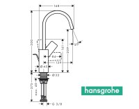 MEDIDAS MONOMANDO LAVABO 210 VIVENIS HANSGROHE